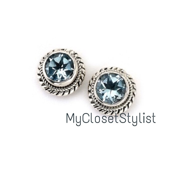 Nordstrom Jewelry - Blue Topaz STERLING Silver Round Stud Earrings NWT